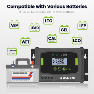 מלן sunergy kwafoo 20a 12v 24v 24v מטען סולרי מצב מקסימום קלט pv 100v <span class=keywords><strong>dc</strong></span> בקר סולארי אוטומטי 60v bluetooth
