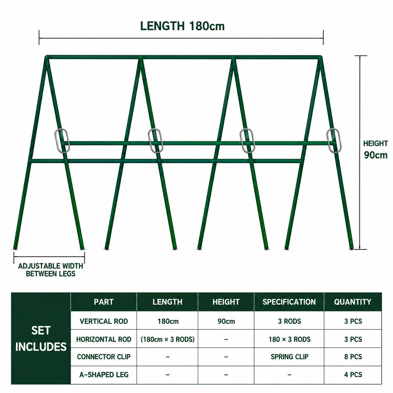 11mm thick (180x90) 3 horizontal 8 vertical