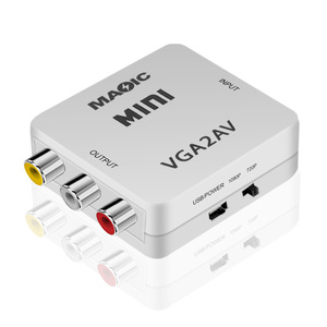 Mini tamaño 1080p VGA2AV VGA a AV VGA a RCA Audio Video Convertidor para PC a TV HD de la computadora A TV