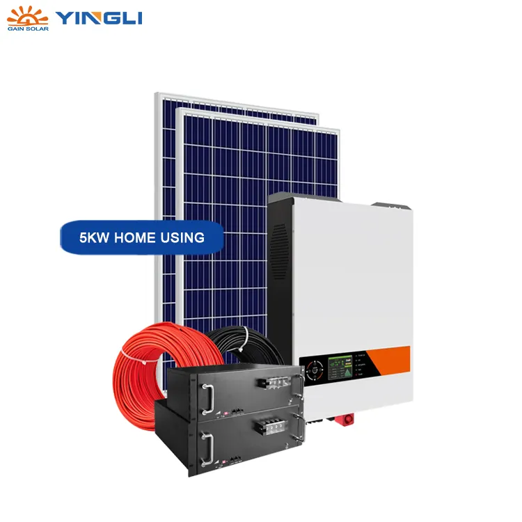 Sistema solare domestico jiasheng 5kw montaggio completo batteria agli ioni di litio illuminazione interna sistema solare di elettricità a celle solari
