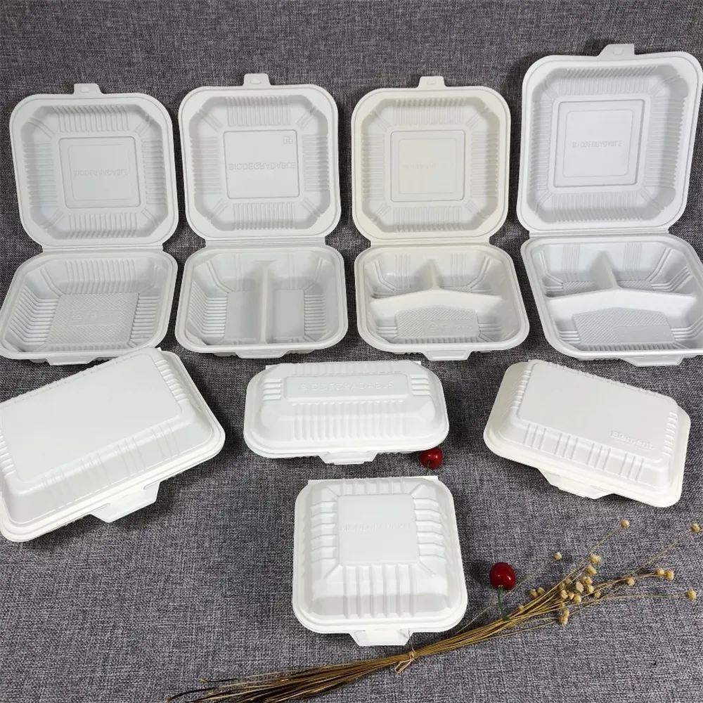 Z9 biodegradabile usa e getta amido di mais lunch box ristorante stoviglie cena set imballaggio in plastica amido di mais contenitore per alimenti