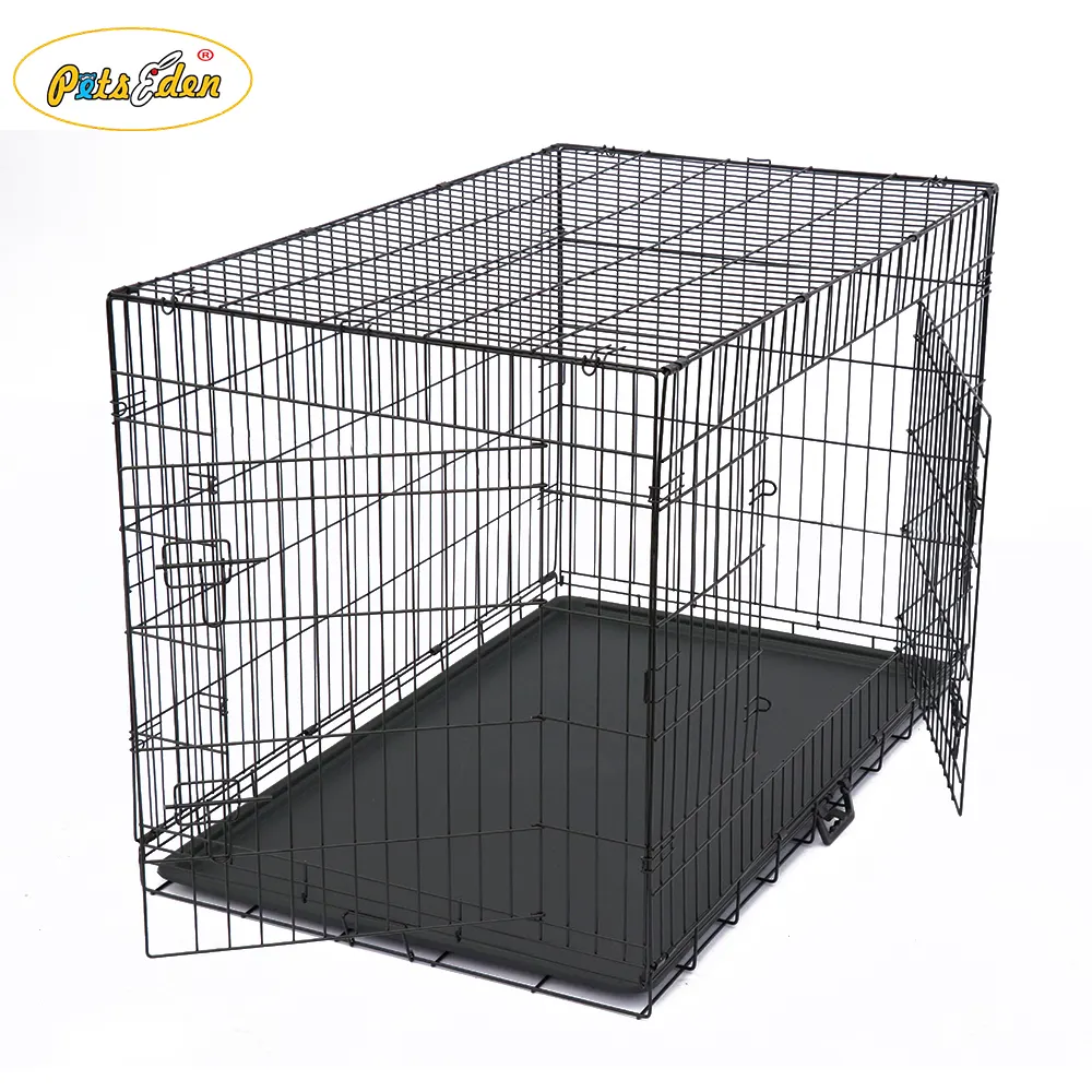 Недорогие прочные металлические складные клетки для собак разных размеров с 3 дверцами, клетка для домашних животных