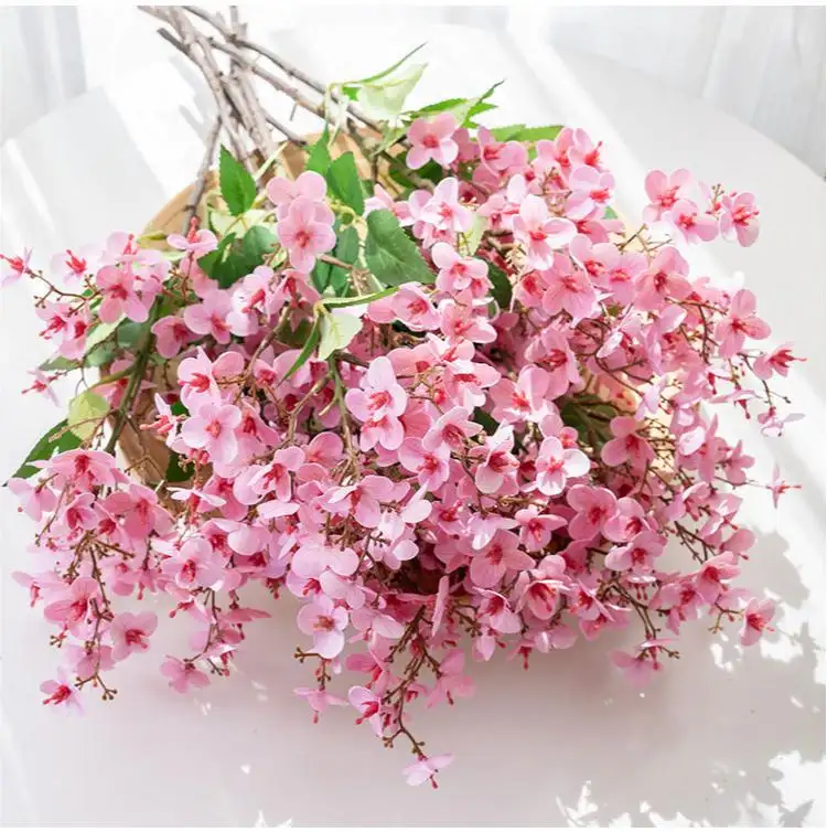 Mini Rama de flor de ciruelo de imitación de aspecto real para la decoración de la Mesa del hogar arreglos de flores artificiales para hoteles