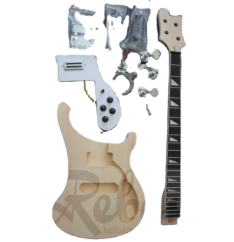 Weifang Rebon 4 String Unfinished DIY Ricken Electric Bass Guitar Kit/Electricギターパッケージ