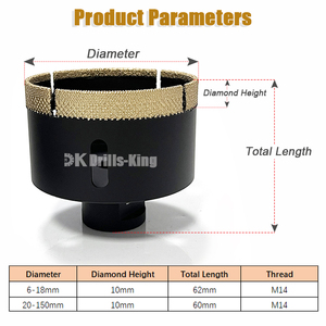 Üretici doğrudan tedarik Scie Cloche Braze elmas matkap uçları delik testeresi seti fayans için testere fincan - Product Image 2