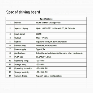 Mipi + TP + I2C 출력 변환기 모듈이 있는 MIPI DSI 인터페이스 보드에 사용자 정의 HD-MI PCBA 제품 카테고리 - Product Image 3