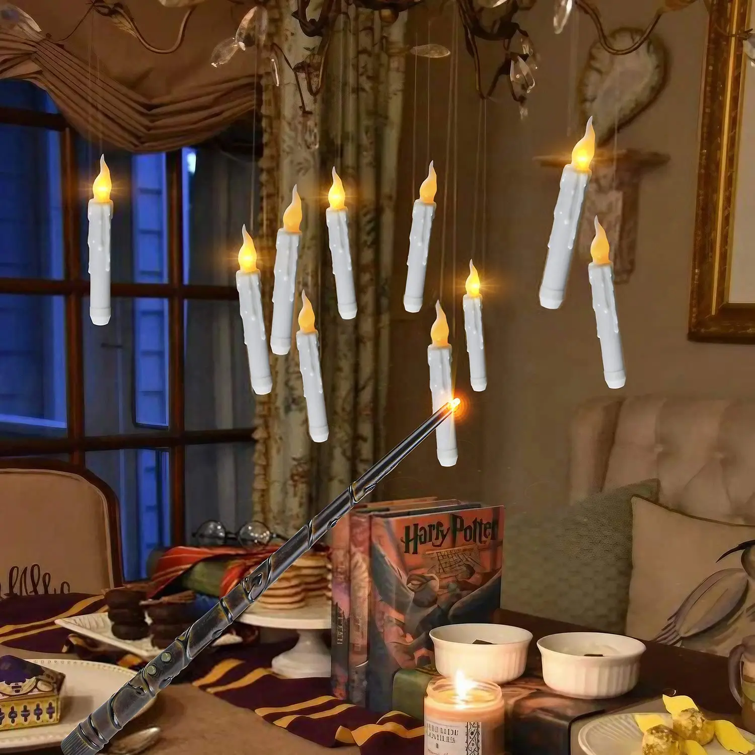 Velas flotantes LED lámpara de vela flotante luz Navidad Halloween adornos decoración mágica velas 2024