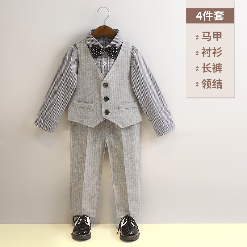 4 unids conjunto (chaleco + camisa + Pantalones + arco)