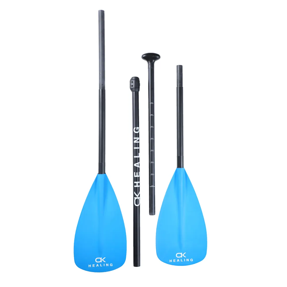 4 Sectie Blauw Fiber Glas Licht Gewicht As Sup Peddel Kayak Paddle Board Accessoire Oem Logo Opblaasbare