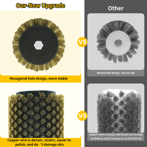 4PCS Brass Nylon Horsehair Steel Ski Snowboard Wax Roto <strong>Brush</strong> Kit Tuning <strong>Drilling</strong> Rotary <strong>Brush</strong> Tool with Handle Axle