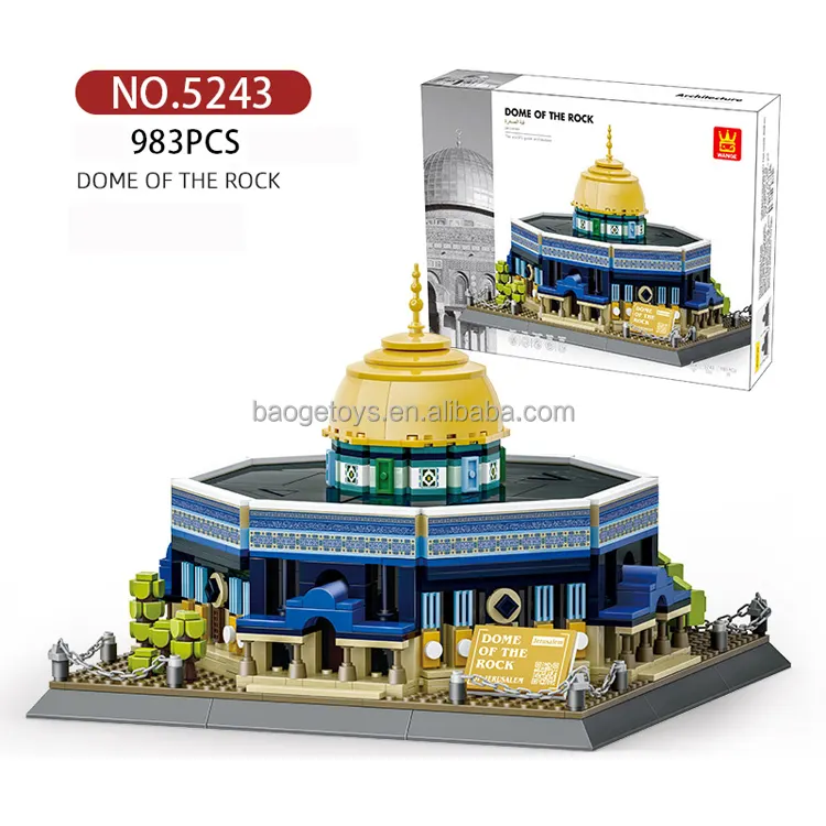 Giocattoli islamici cupola musulmana del modello di roccia moschea blocco di costruzione set di mattoni giocattolo per bambini all'ingrosso set personalizzato per adulti