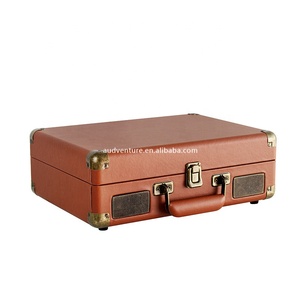 Competitive Advantage Brown Wood Color All in One Suitcase Blue Tooth CD Retro Suitcase Gramophone Turntable Vinyl Record Player - Product Image 5
