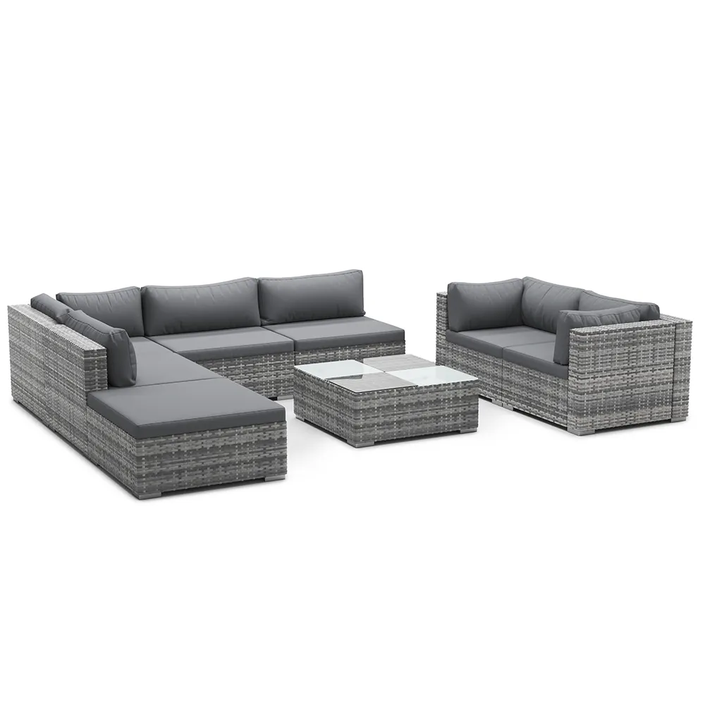 Set di divani componibili per esterni in vimini all'ingrosso set di divani per il tempo libero in rattan per mobili da esterno