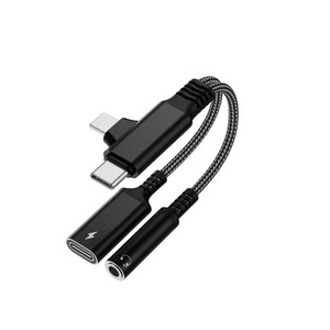 Adequado para Apple Huawei Samsung One Plus Google <span class=keywords><strong>TYPE</strong></span>-<span class=keywords><strong>C</strong></span>/<span class=keywords><strong>Lightning</strong></span> Adaptador de áudio dois em um