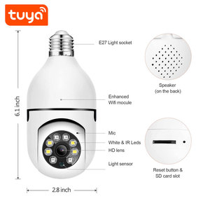 IR Night Vision 3.0MP Wifi Smart Light Bulb Cámara DE SEGURIDAD panorámica Home PTZ CCTV Cámara con Tuya Smart App PST-F1-3MP - Product Image 6