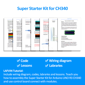 LAFVIN Super Starter Kit per scheda Arduino R3, Servo SG90, motore passo-passo, cavo jumper + scatola al dettaglio/Tutorial
