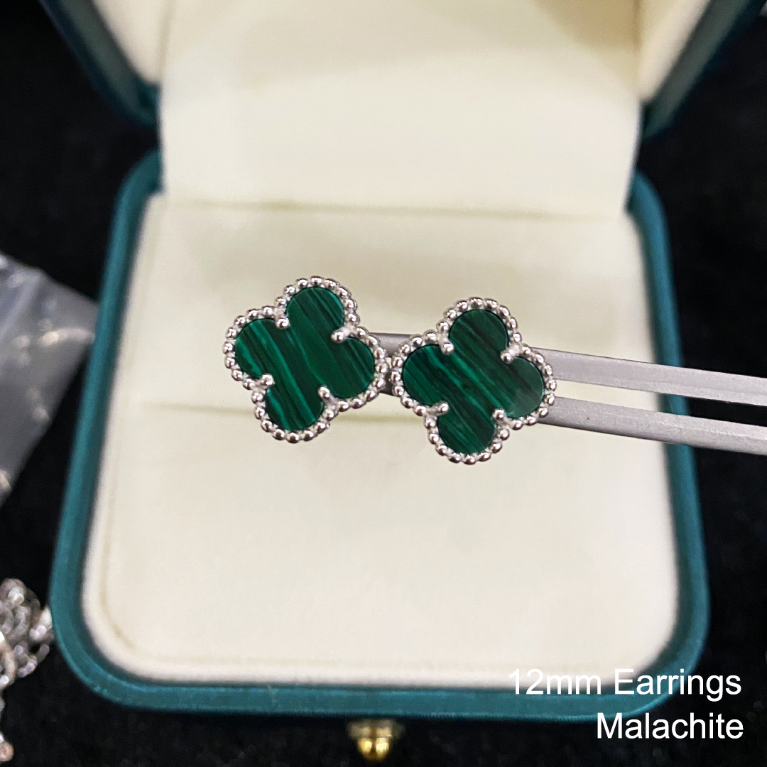 Earrings-Silver-Malachite