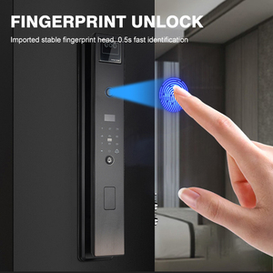 Vendita diretta di fabbrica Finger Print sblocco nero Smart Lock in alluminio porta NFC Card riconoscimento facciale Smart serratura porta
