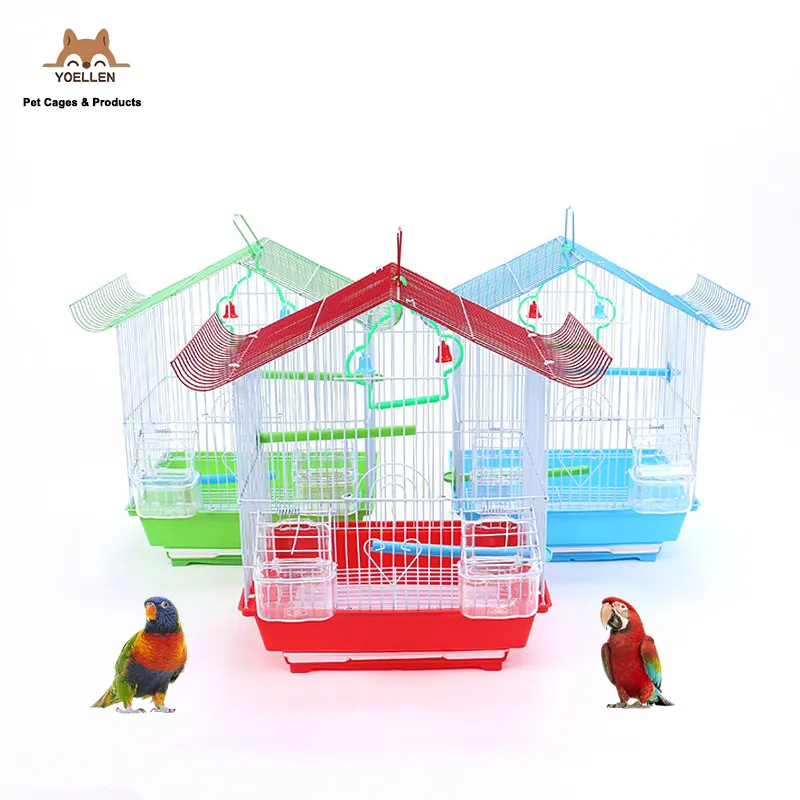 Low price hot selling red blue green colorful portable animal cocktail canary house small animal breeding wire metal bird cage