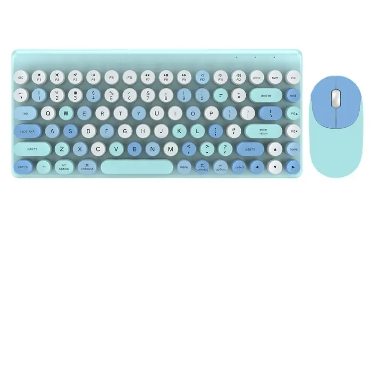 Capuchons de clavier ronds colorés sans fil, 2.4G, style rétro, Punk, touches couleur chocolat, pubg, clavier et souris pour filles, bureau à la maison