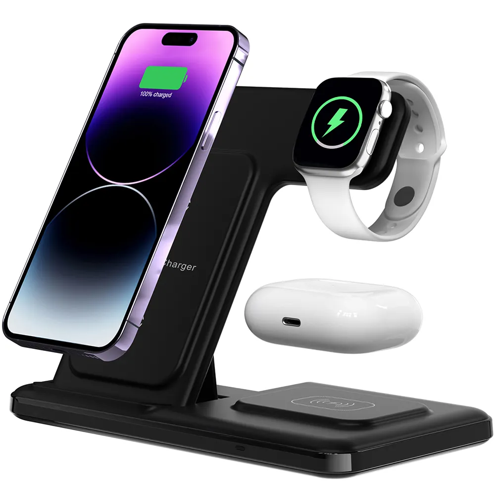 Nieuwe Aankomst 3 In 1 Snelle Draadloze Oplader Standaard Drijfbaar Mobiele Telefoon Dock 15W 10W Draadloze Oplader Voor Iphone 14