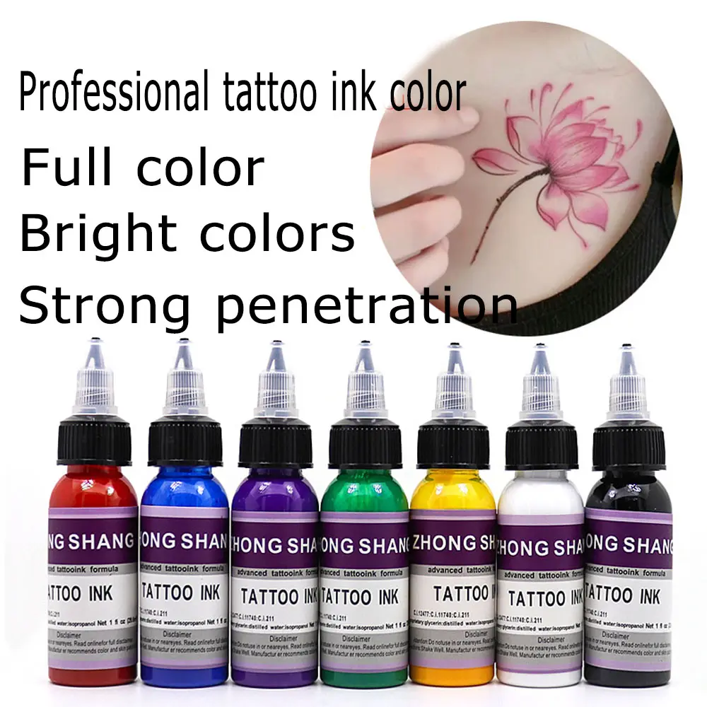 Pigmentos de tatuaje pequeños semipermanentes, pigmentos coloridos a base de agua, juego de 7 colores, tinte de tinta profesional para tatuaje, materias primas vegetales