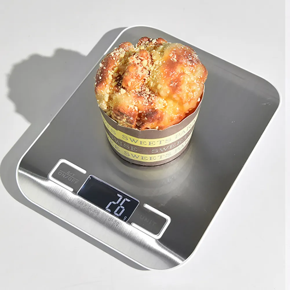 La báscula de cocina con pantalla digital muestra el peso en gramos, onzas, mililitros, libras, báscula de alimentos para cocinar