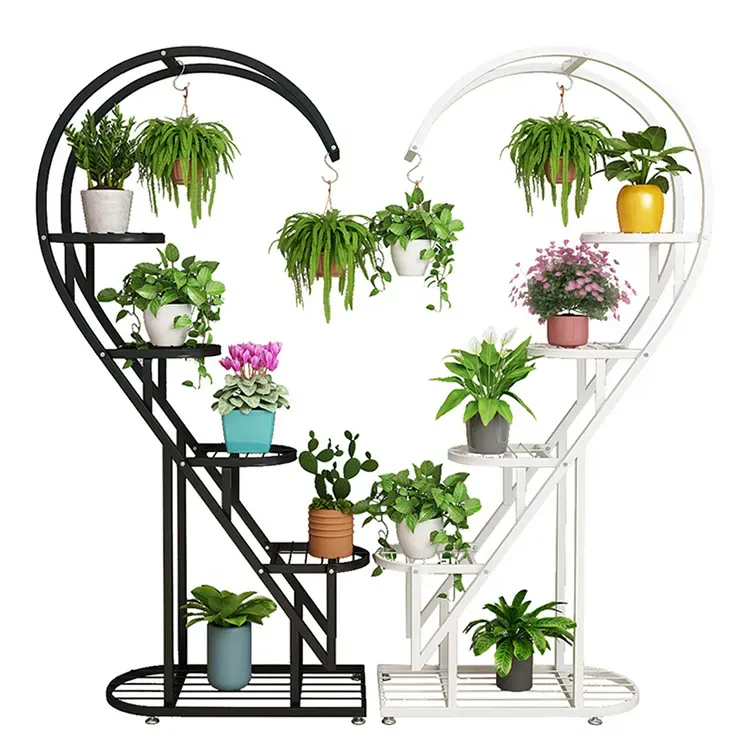 NaturixWholesale Design Moderno Metal Ferro Coração Forma Jardim Interior Varanda Planta Flower Pot Stand Decoração