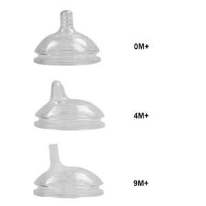 Biberón de leche para bebé biberón de silicona con forma de pecho, biberón anticólicos con asa de paja para bebés, niños y niñas