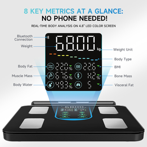 Chính Xác Thông Minh Phòng Tắm Có Trọng Lượng Quy Mô Bmi Chất Béo Cơ Bắp Phân Tích Khối Lượng 8 Điện Cực Cơ Thể Chất Béo Quy Mô 180Kg Tùy Chỉnh - Product Image 2