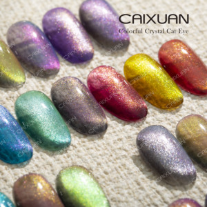 彩轩2020泡掉UV led凝胶抛光剂制造商15毫升或1千克散装包装彩色水晶猫眼凝胶 - Product Image 6