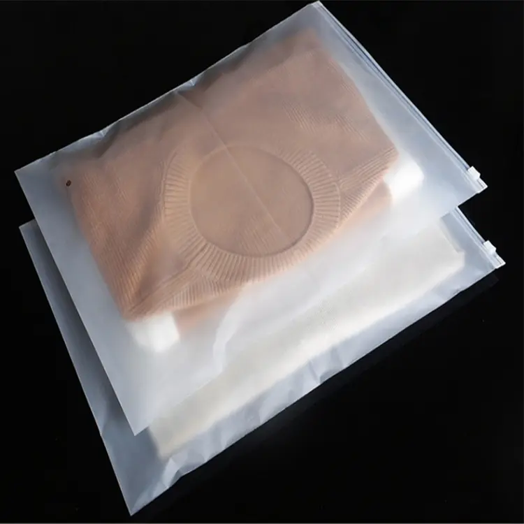 Bolsas de embalaje para ropa EVA, bolsa de plástico Ziplock, bolsas con cremallera esmerilada impresa con logotipo con deslizador
