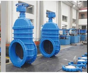 बेवल गियरबॉक्स और हैंडव्हील के साथ डक्टाइल आयरन फ्लैंगेड लचीला वेज गेट वाल्व - Product Image 3