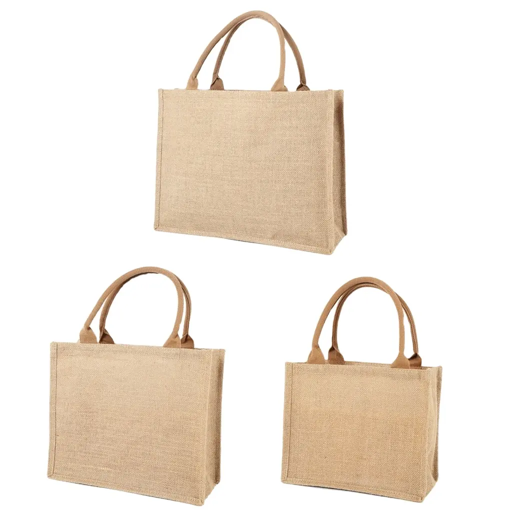 Wholesale new designer practical Expandable Folding soft lien, jute burlap bags jute bags tote for shopping/