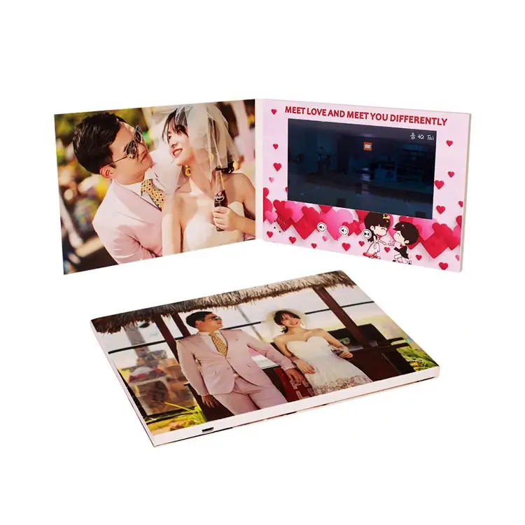การ์ดเชิญงานแต่งงาน HD จอ LCD โบรชัวร์วิดีโอโฆษณาเปล่าการตลาดดิจิตอล LCD โบรชัวร์การ์ดนามบัตร