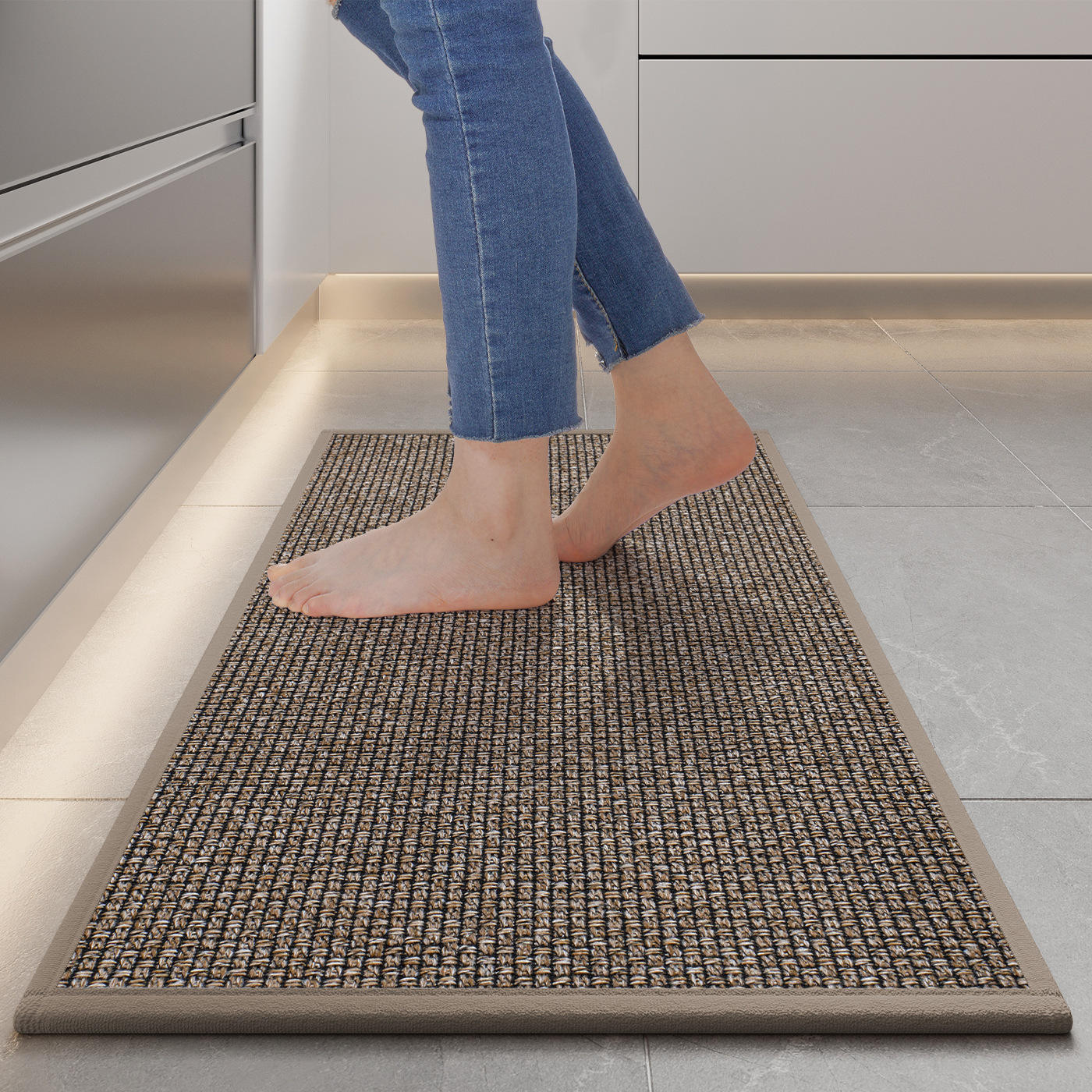 Semelle en caoutchouc à motif quadrillé - marron