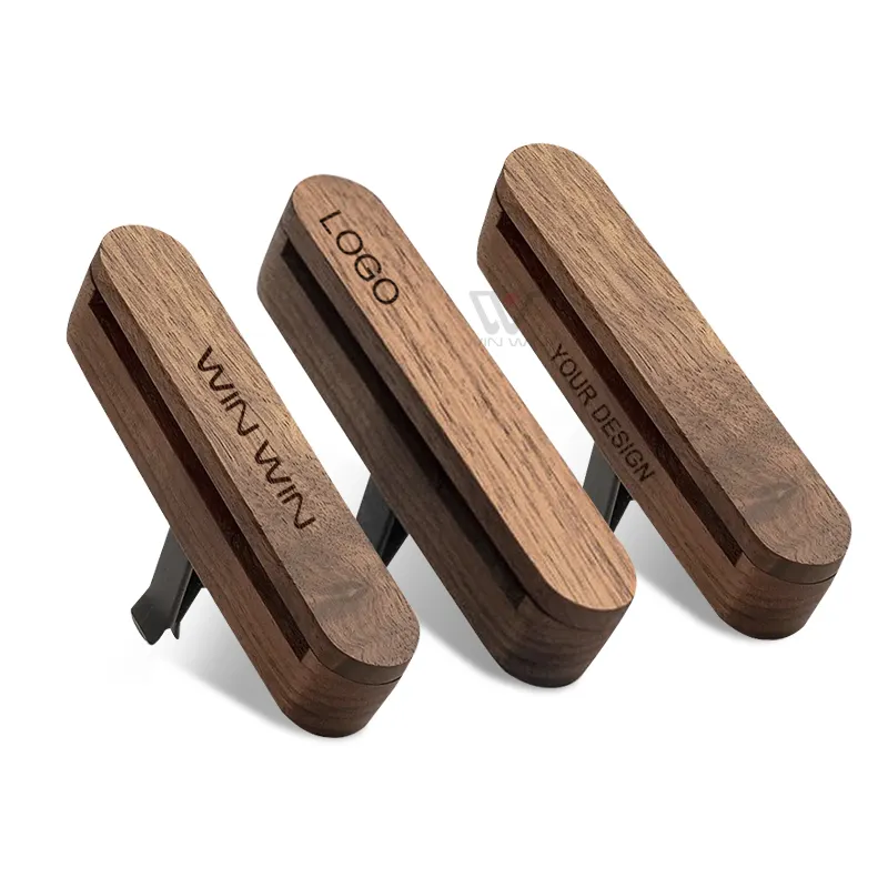 Eco Black Walnut Wood Car Aromatherapy Perfume Diffuser Clip For Car Vent Interior Decoration