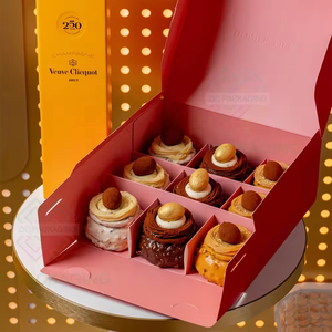 環境にやさしいピンク14612パックカップケーキチョコレートボックスケーキドーナツ寿司ブラウニークッキー紙梱包箱インサートウィンドウ付き - Product Image 2