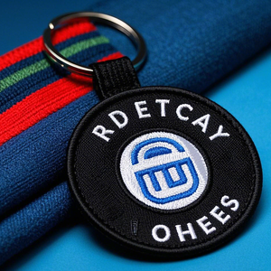 Atacado Personalizado Logotipo Personalizado e Forma Bordado Tecido Keychain Tag Chave Remover Flight Jet Tag Bordado Keychain