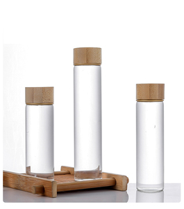 Boş 5ml 8ml 10ml 12ml 15ml 20ml 25ml cam şişeler açık kehribar Mini örnek cam şişeler ile bambu vidalı kapak - Product Image 1