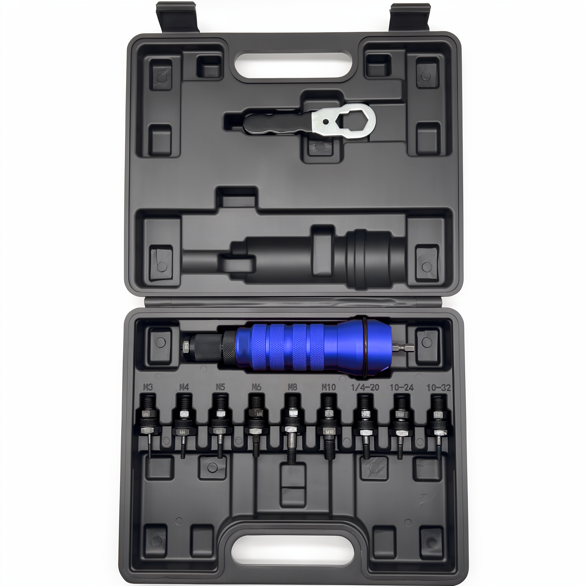 Adaptador para atornillador de tuercas eléctrico, juego azul (10 accesorios)