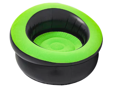 Inflatable sofa stool-green flocked fabric