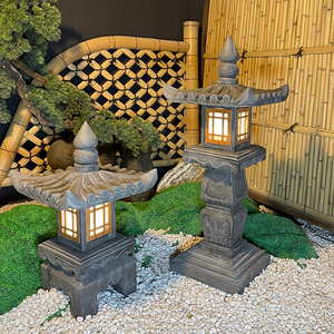 Op Zonne-Energie Japanse & Chinese Stijl Tuin Stenen Lantaarn Gravure Ornament Voor Outdoor Landschapsdecoratie Steen Tuin Licht - Product Image 3