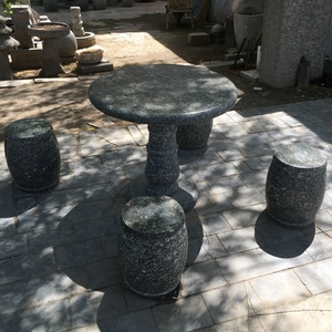 景观石材大理石或花岗岩花园桌，带花园长凳/椅子