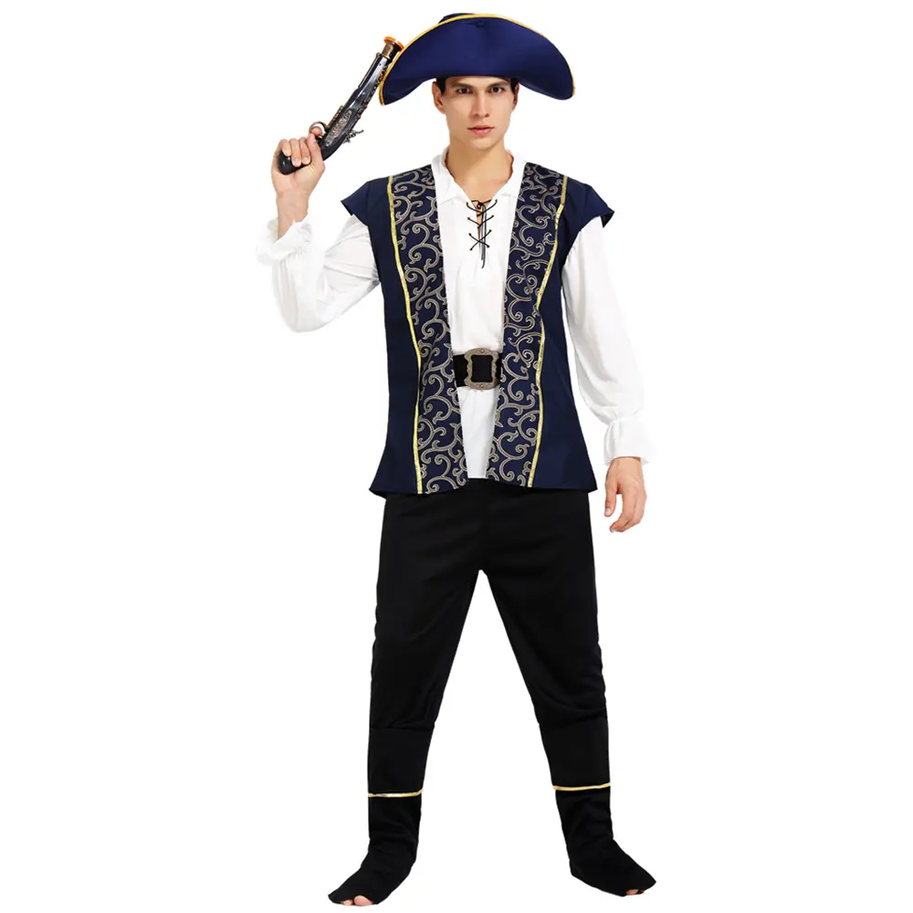 Costumi pirata di Halloween di fabbrica all'ingrosso Cosplay Halloween Party uomo donna Costume da pirata con gilet