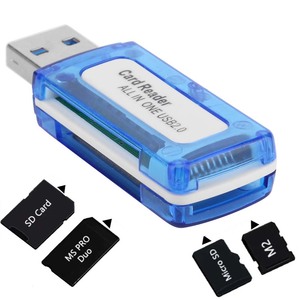 4 In 1 mic-ro USB kart okuyucu adaptör SD-HC MMC USB SD bellek T-Flash M2 MS Duo USB 2.0 4 yuvası hafıza kartı okuyucular adaptörü Supper - Product Image 3