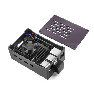 GeeekPi carcasa de ladrillo de aluminio carcasa negra con M.2 SATA SSD Velocidad Ajustable 3510 ventilador de refrigeración para Raspberry Pi 4 modelo B - Product Image 3
