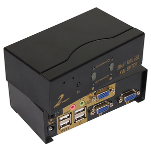 VCOM 2 entradas 1 salida HD Video 1080P VGA KVM Switch con Audio IR Remote para computadora dual para monitorear proyector