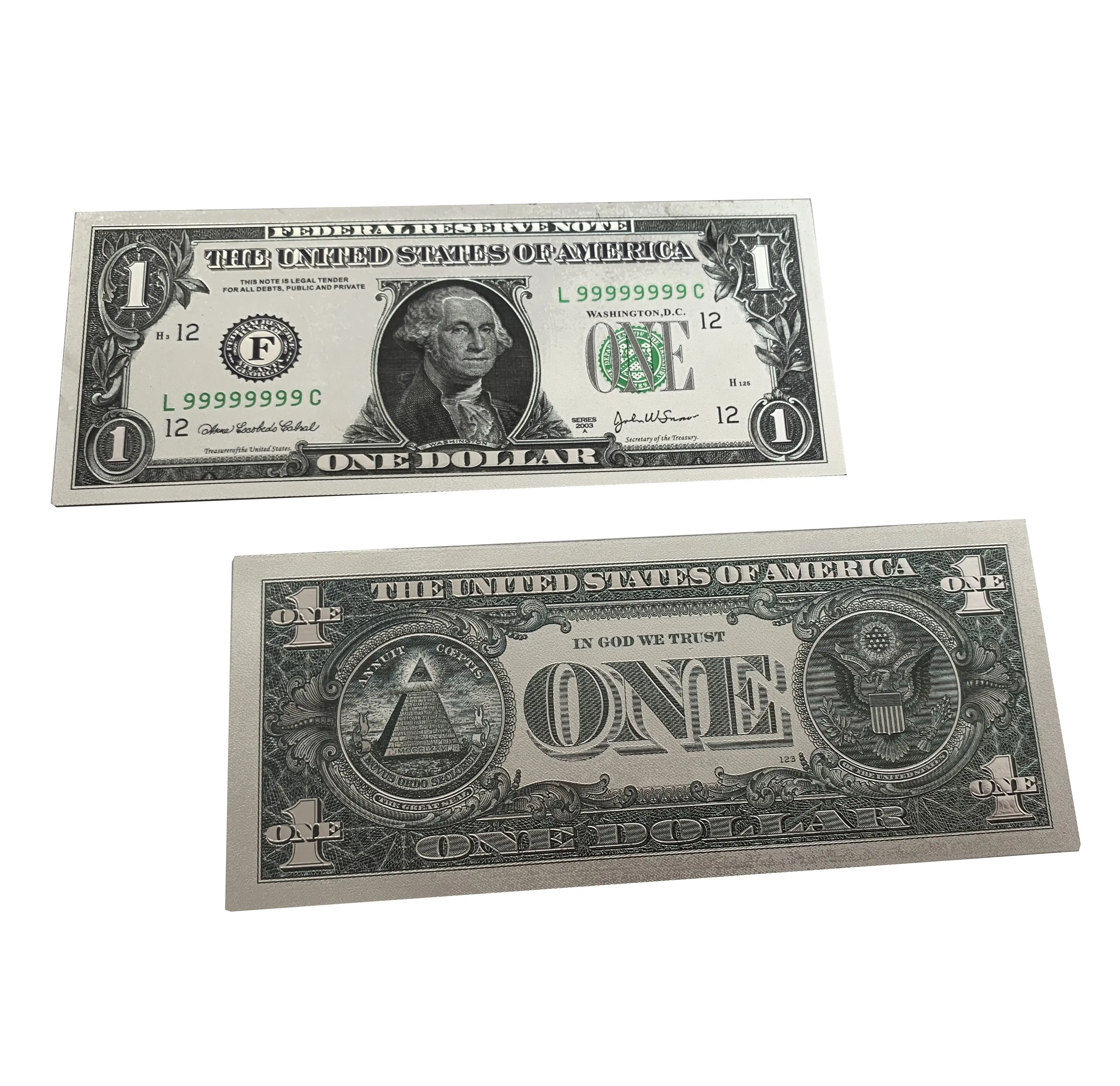 2023 Novo dólar dos EUA prata folha dólar contas USD1 um dólar prata folha NÃO dinheiro real 1 dólar nota