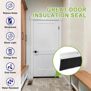 Door Bottom Sweep PP Hair Aluminum Alloy Sweep <strong>Seal</strong> Sliding Door Brush <strong>Seal</strong> <strong>Strip</strong> Easy Mounting Thresholds Sweep For Replacement